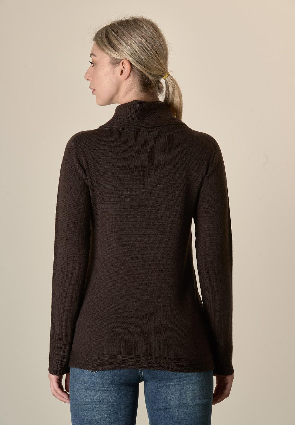 Angelico Maglia moro collo anello operata lana merinos Outlet