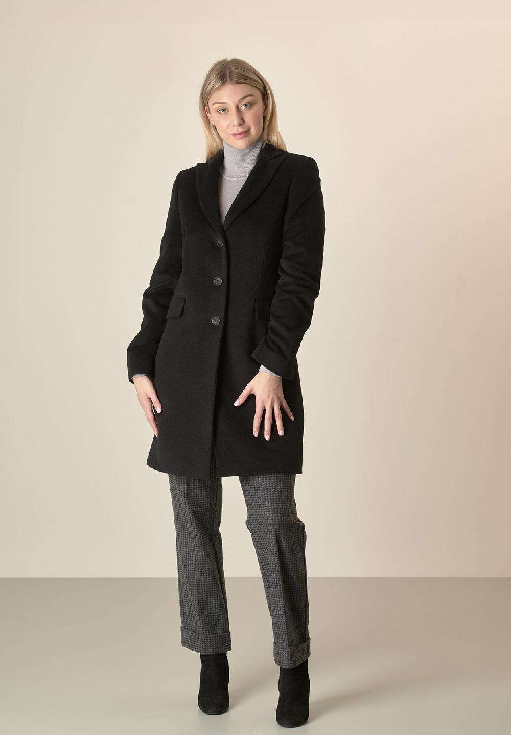 Angelico Cappotto nero baronetto lana vergine cashmere