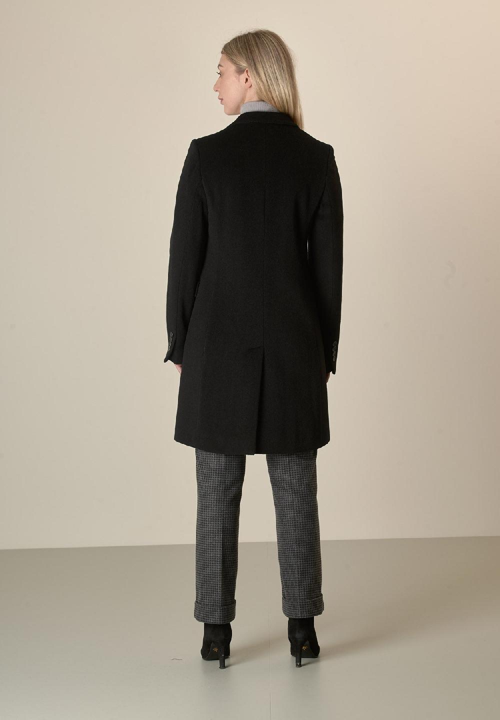 Angelico Cappotto nero baronetto lana vergine cashmere Saldi