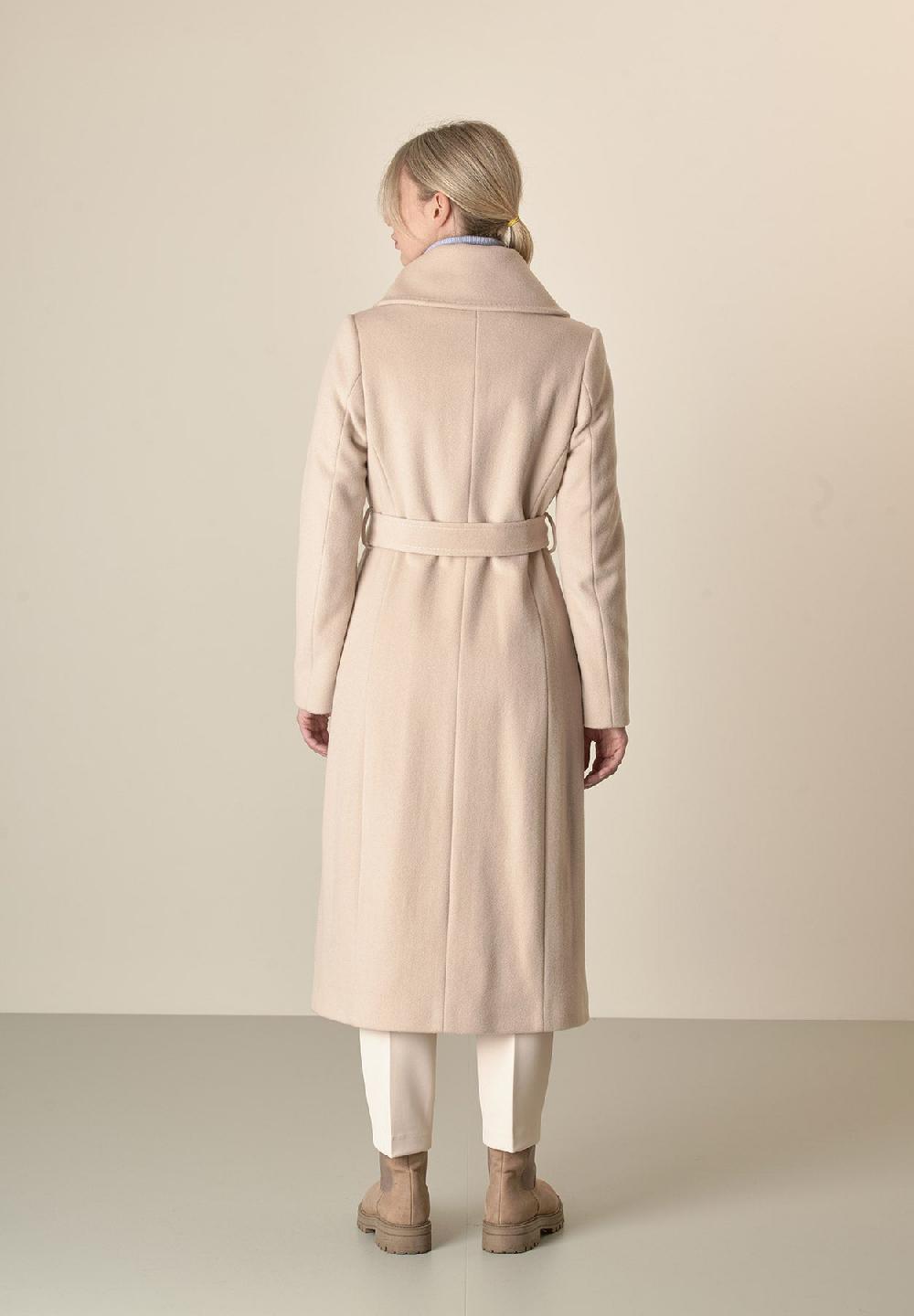 Angelico Cappotto cipria collo anello e cintura lana vergine cashmere Hotsell