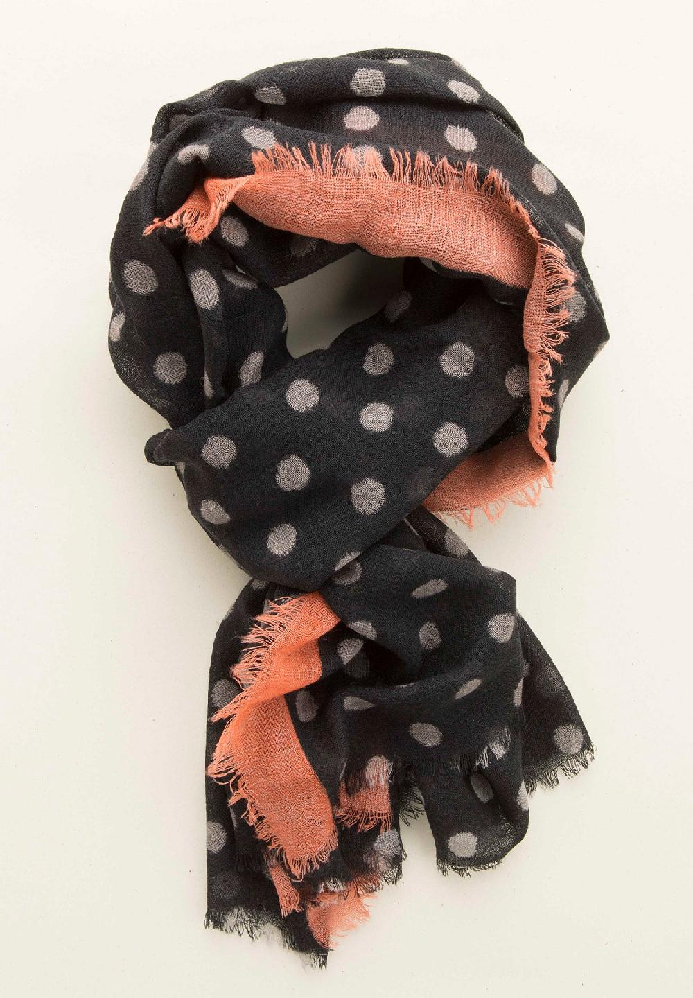 Angelico Stola nero pois lana con frange Saldi Di Fabbrica