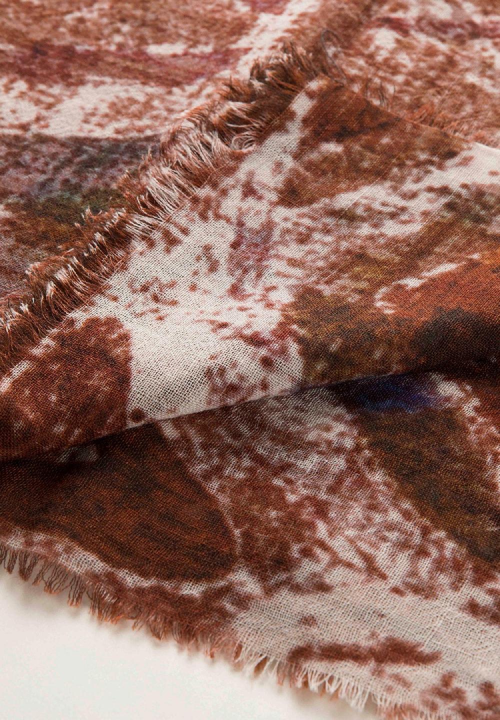 Angelico Stola bordeaux grigia fantasia astratta lana frange In Saldo