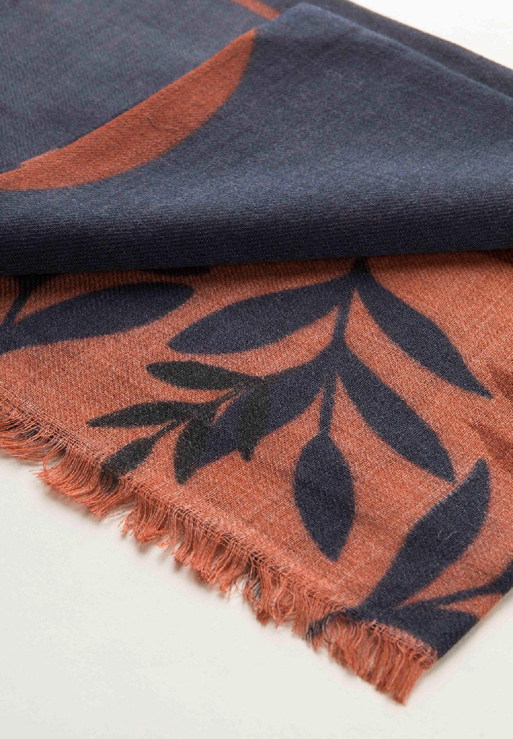 Angelico Sciarpa arancione blu stampa fiori lana Spedizione gratuita
