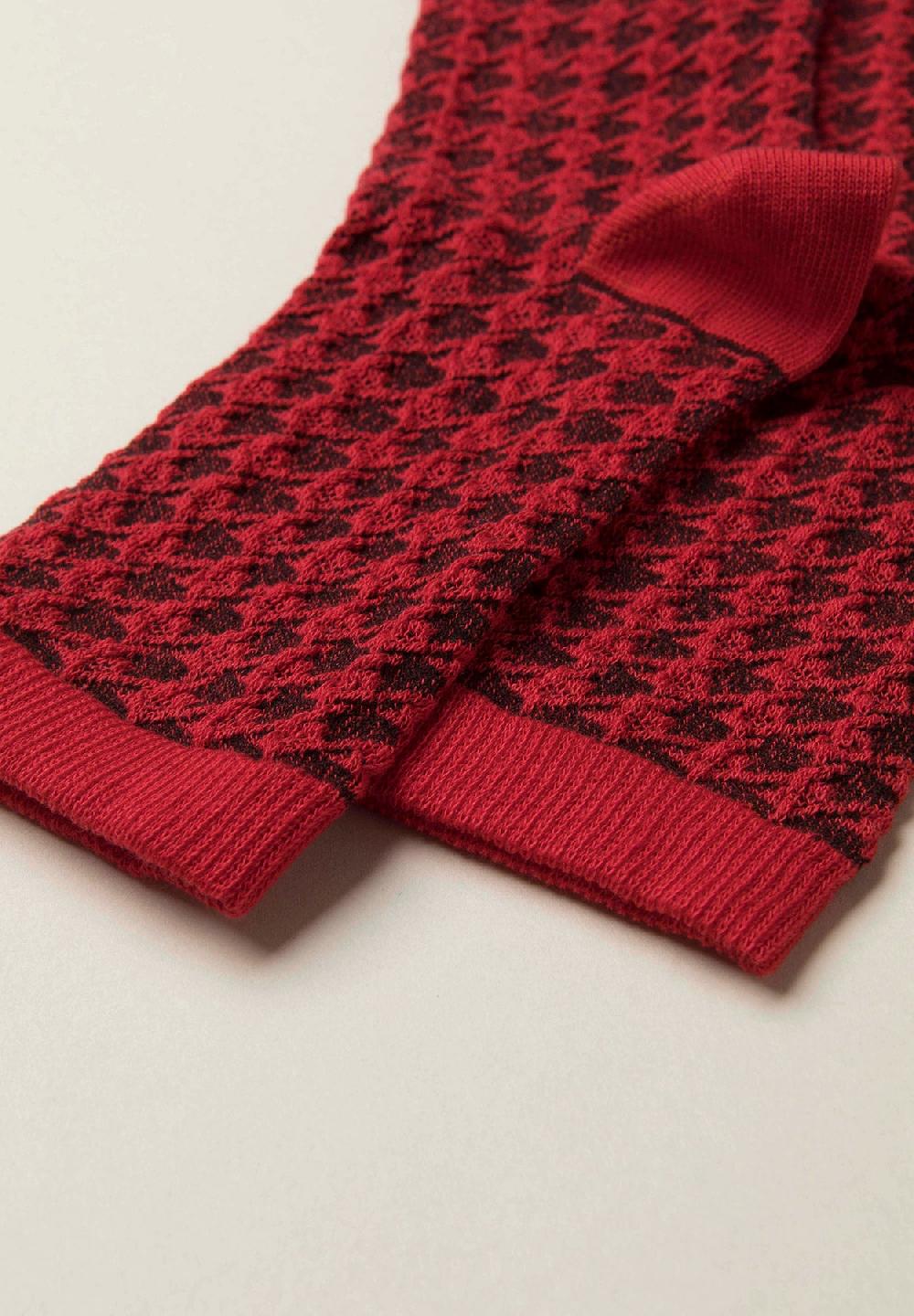 Angelico Calzini rossi Pied de Poule cotone stretch Vendite stagionali