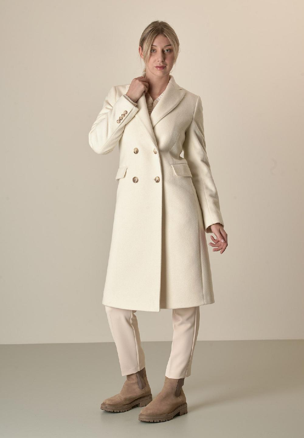 Angelico Cappotto panna doppiopetto lana cashmere Offerta Pasqua