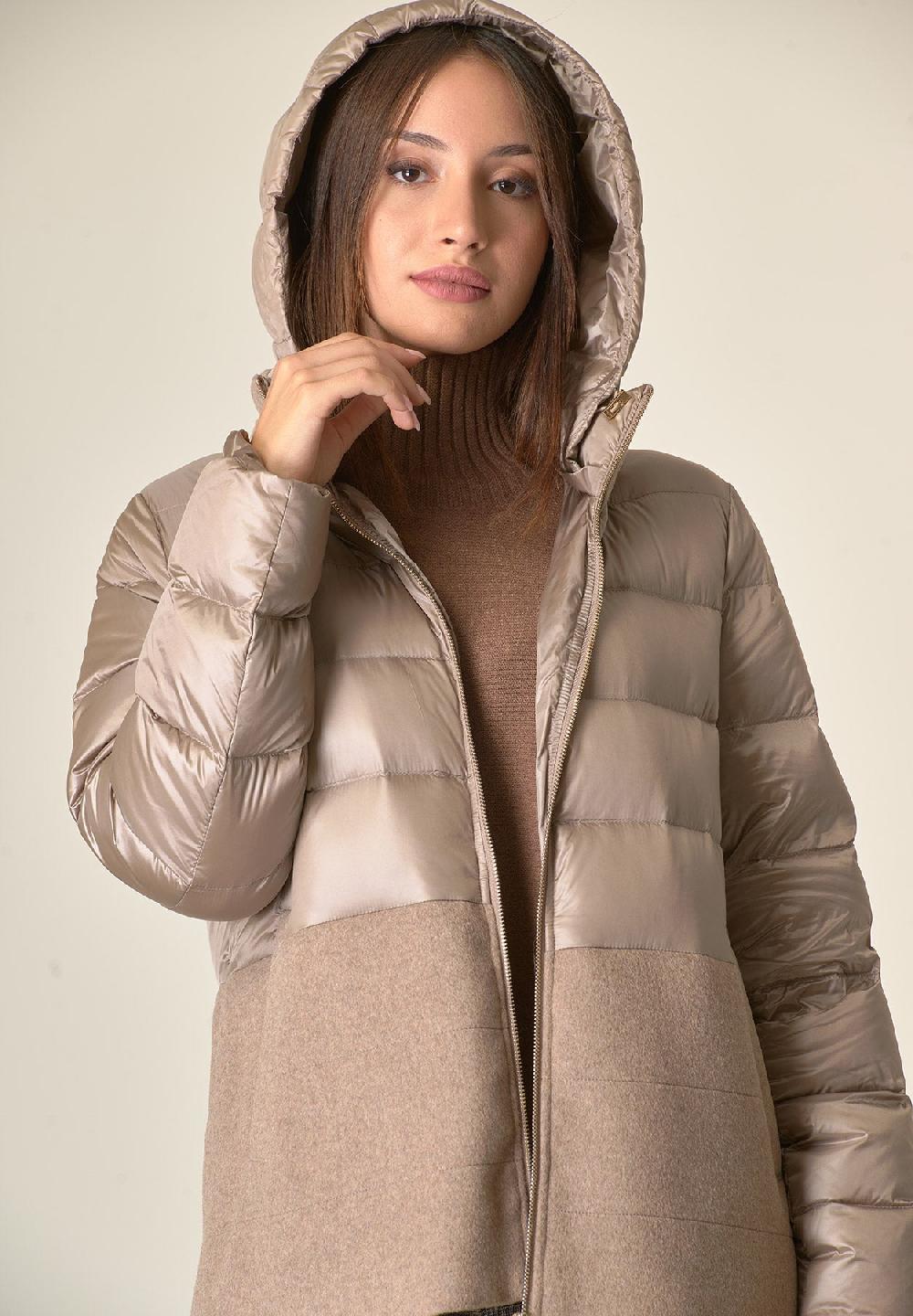 Angelico Piumino beige bi-tessuto corto Vendita calda