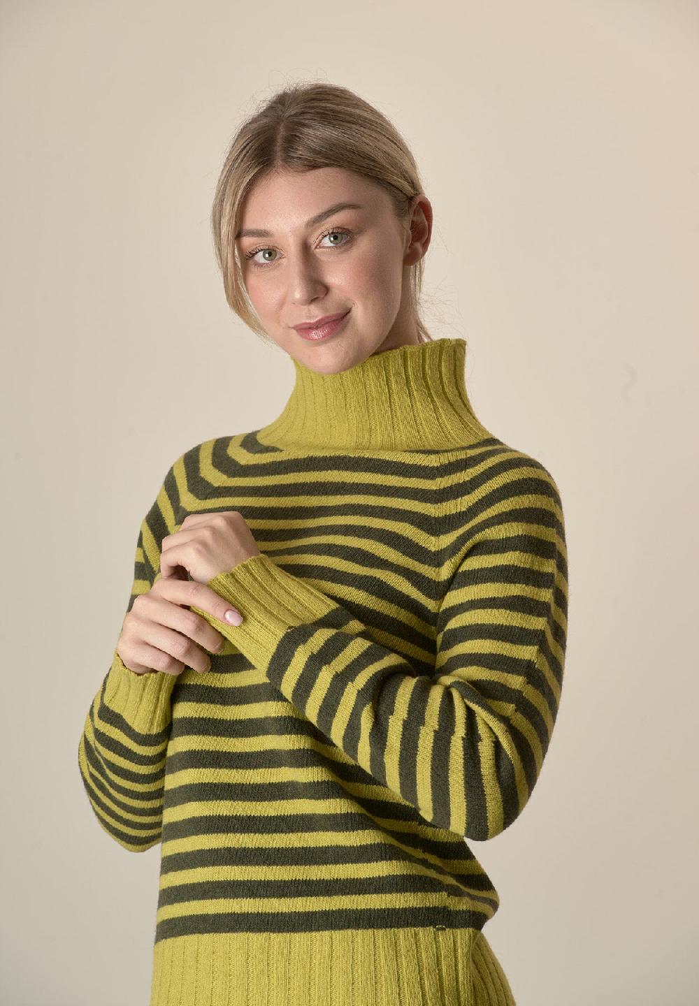 Angelico Lupetto gialla righe misto cashmere Offerta migliore