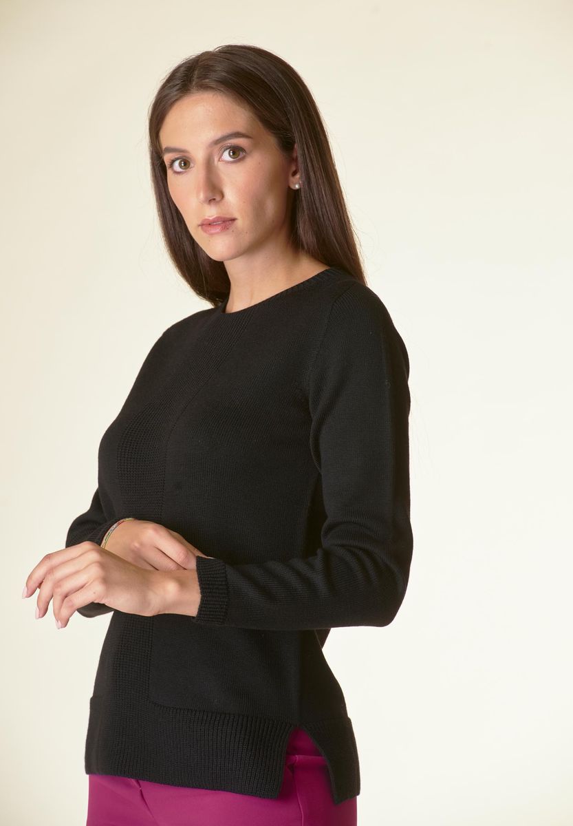 Angelico Maglia nera motivo centrale costa Lana-Gatto Comprane uno, ottenene uno gratis