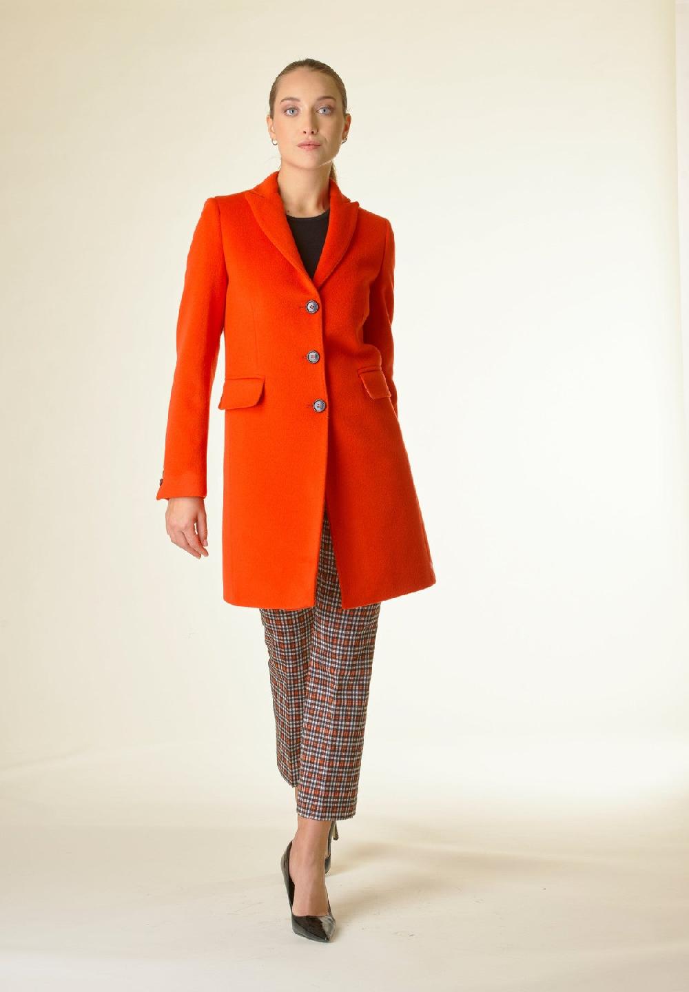 Angelico Cappotto arancione corto lana cashmere Offerte speciali