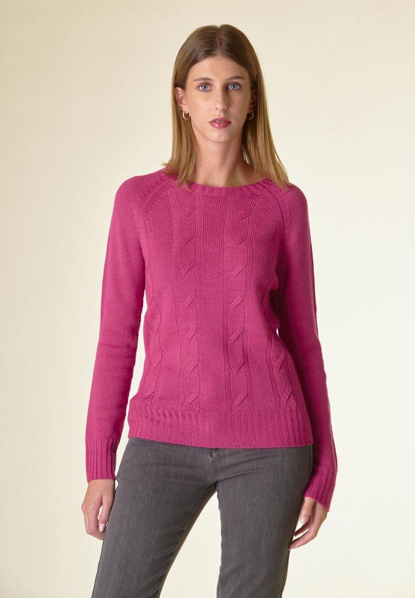Angelico Maglia fucsia a trecce raglan Super Saving Price