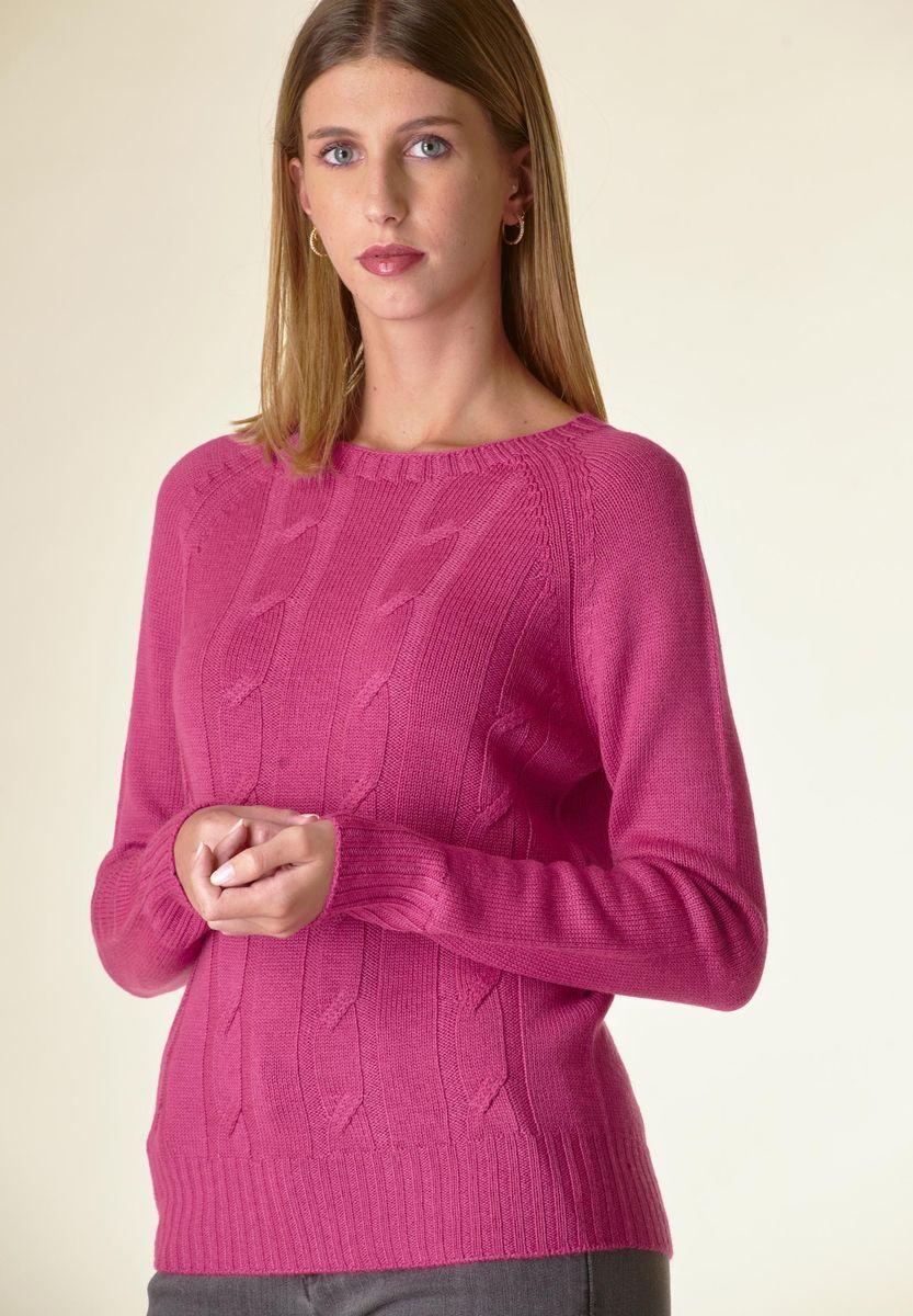 Angelico Maglia fucsia a trecce raglan Super Saving Price