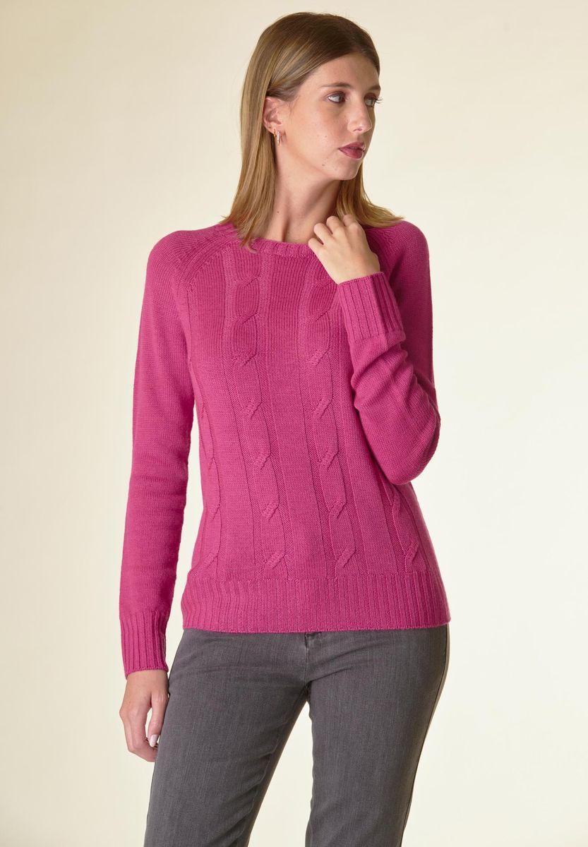 Angelico Maglia fucsia a trecce raglan Super Saving Price