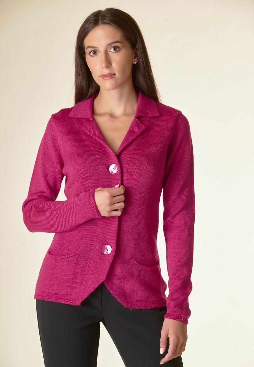 Angelico Cardigan fucsia 3 bottoni merino Lana-Gatto Offerta settimanale