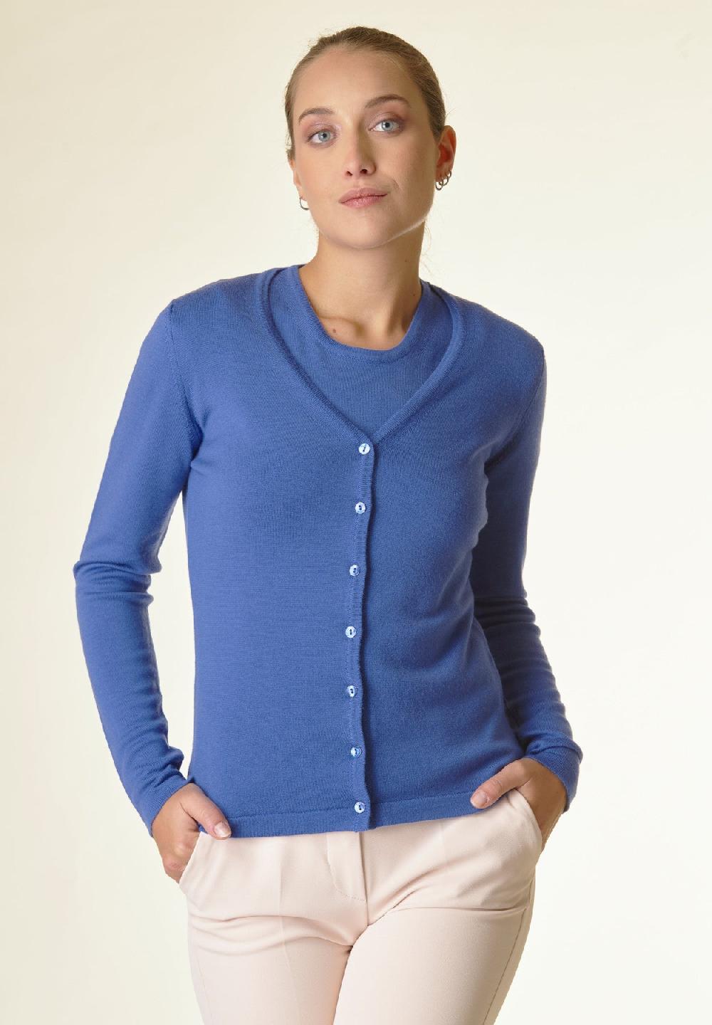 Angelico Cardigan bluette lana merinos Ultimi tre giorni