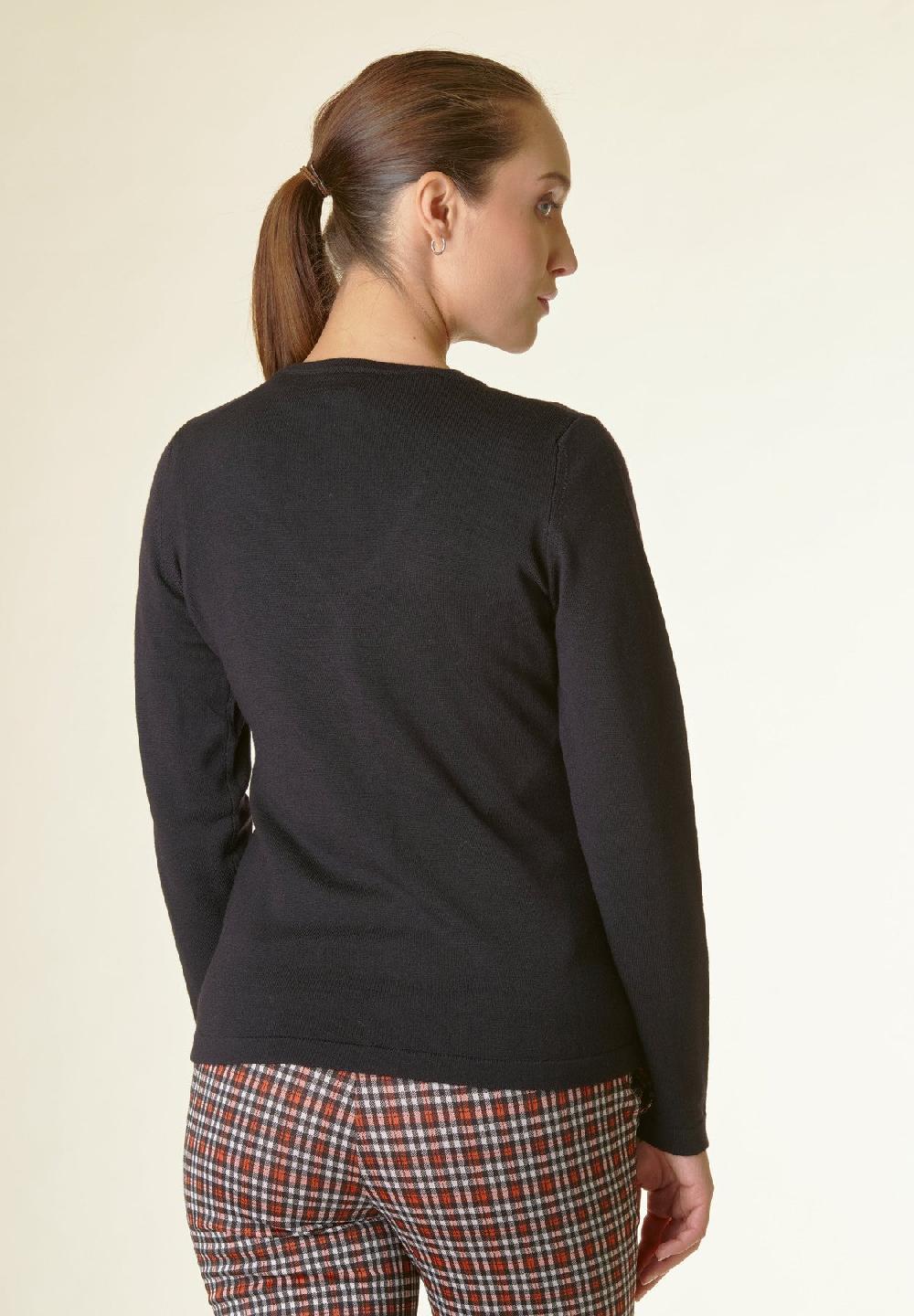 Angelico Cardigan nero lana merinos Fino al 50% di sconto
