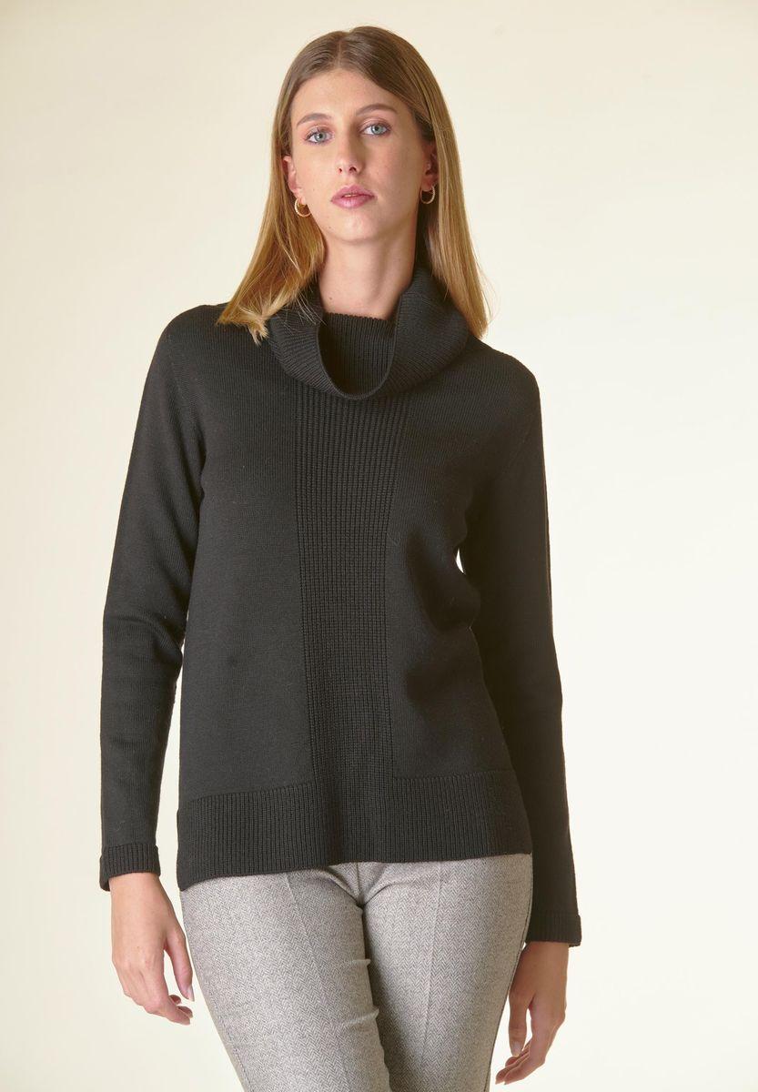 Angelico Dolcevita nero motivo centrale costa Lana-Gatto Fino al 60% di sconto
