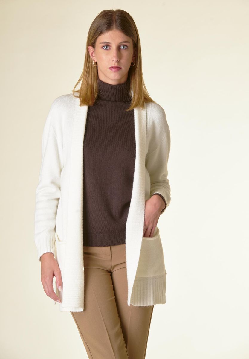 Angelico Cardigan panna sciallato tasconi soft Sostegno trimestrale