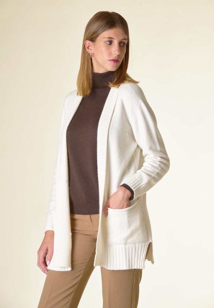 Angelico Cardigan panna sciallato tasconi soft Sostegno trimestrale