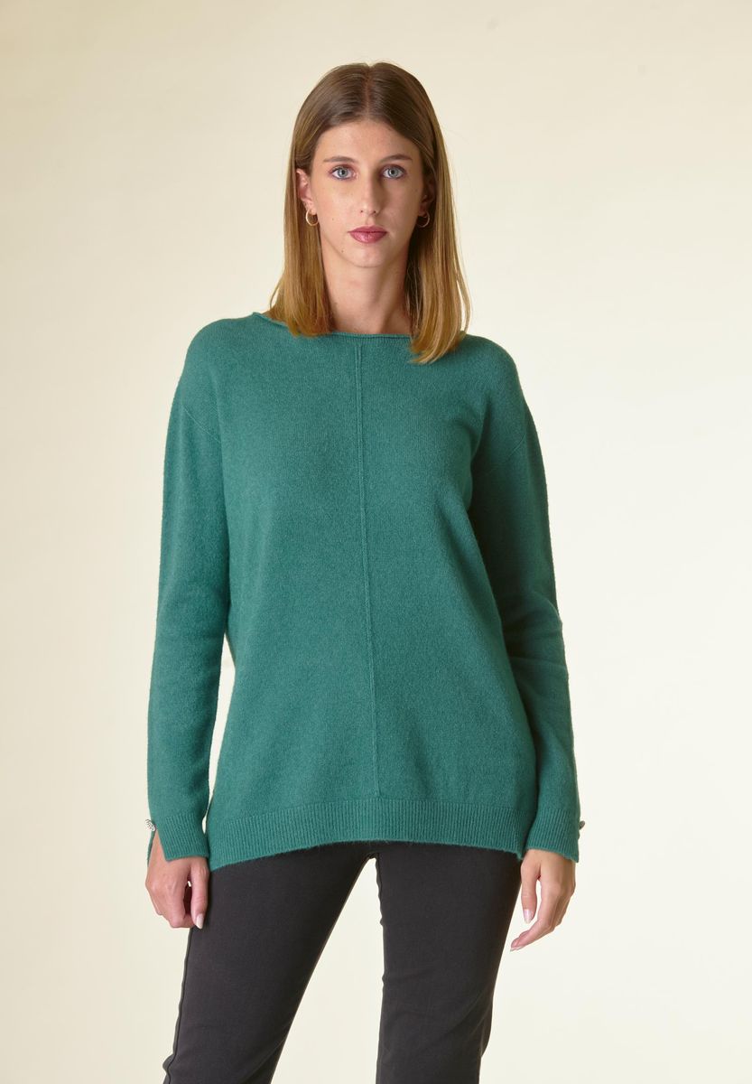 Angelico Maglia verde barchetta soft bottoni gioiello Super sconto