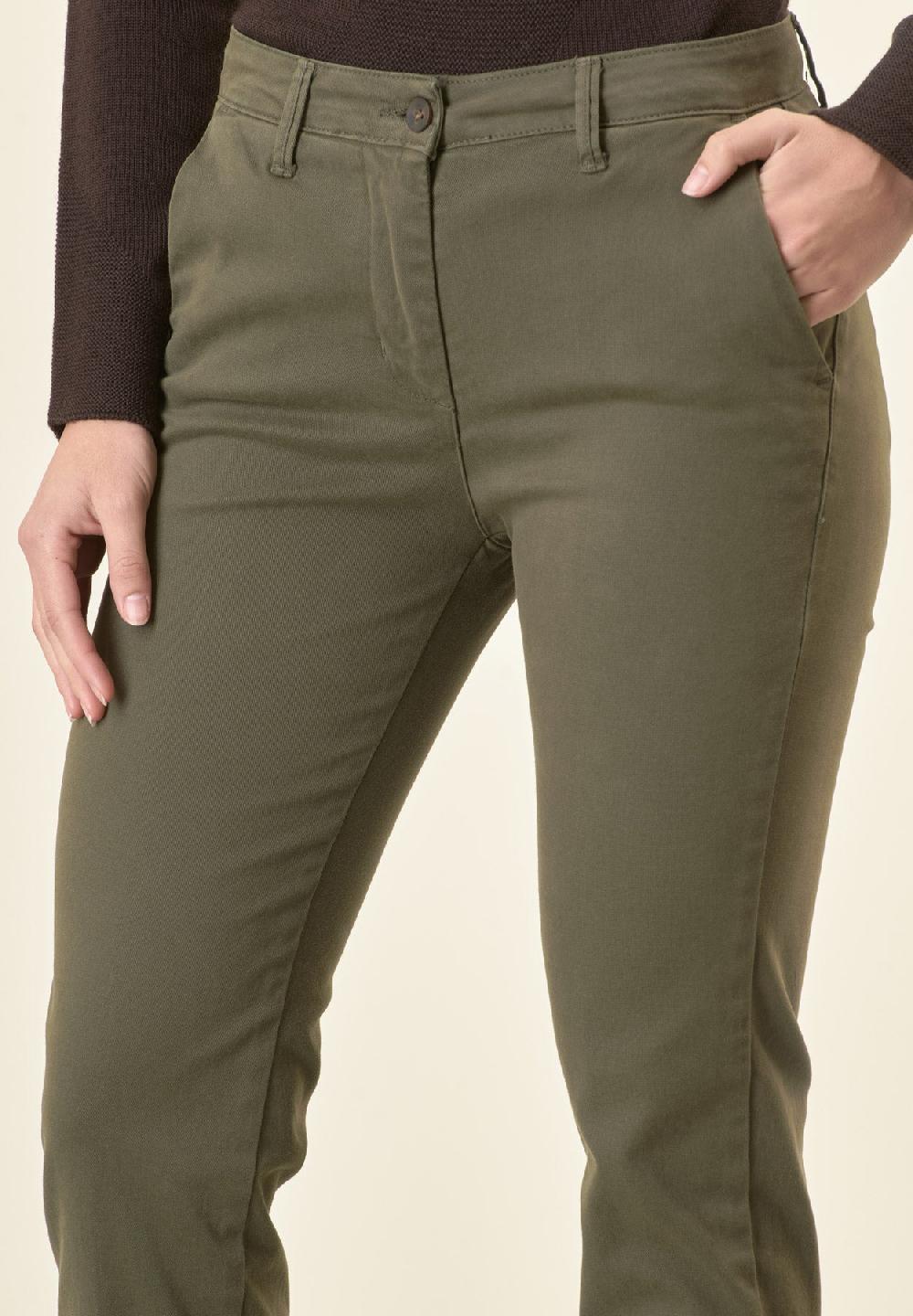 Angelico Pantalone verde chinos cotone stretch 50% di sconto con spedizione gratuita