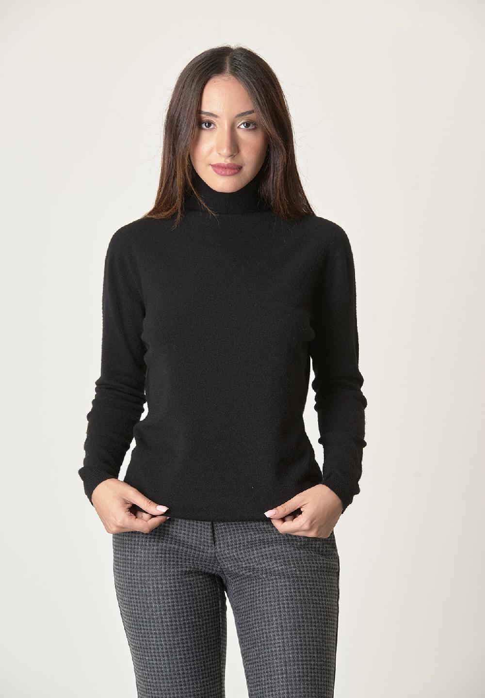 Angelico Dolcevita nero misto lana elasticizzato Esporta salva