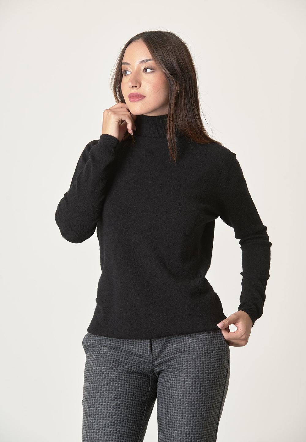 Angelico Dolcevita nero misto lana elasticizzato Esporta salva