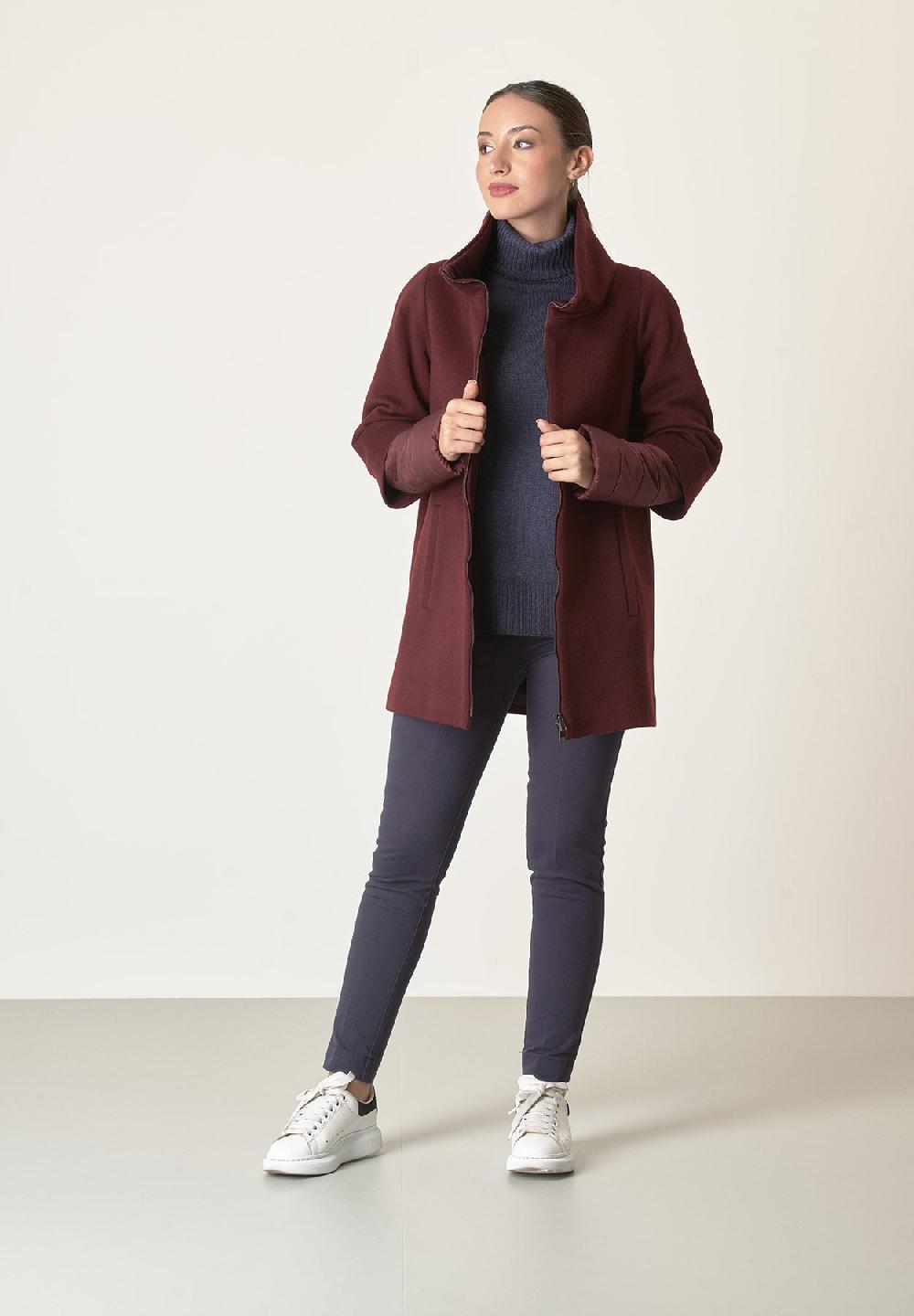 Angelico Cappotto bordeaux lana-cashmere doppia manica Sconti questo mese