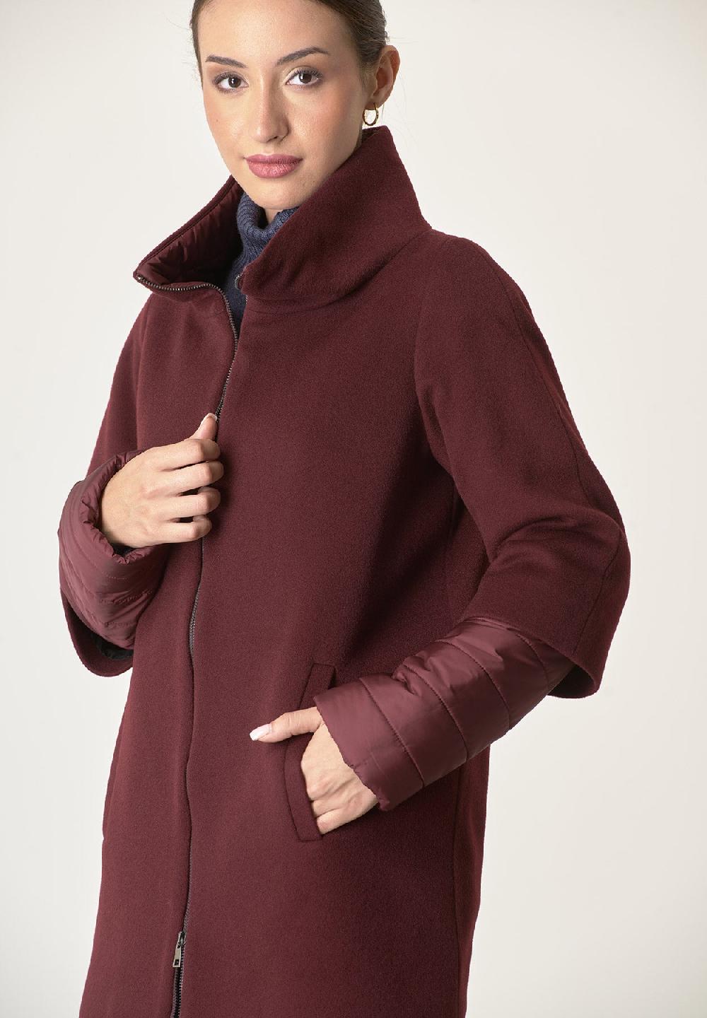 Angelico Cappotto bordeaux lana-cashmere doppia manica Sconti questo mese