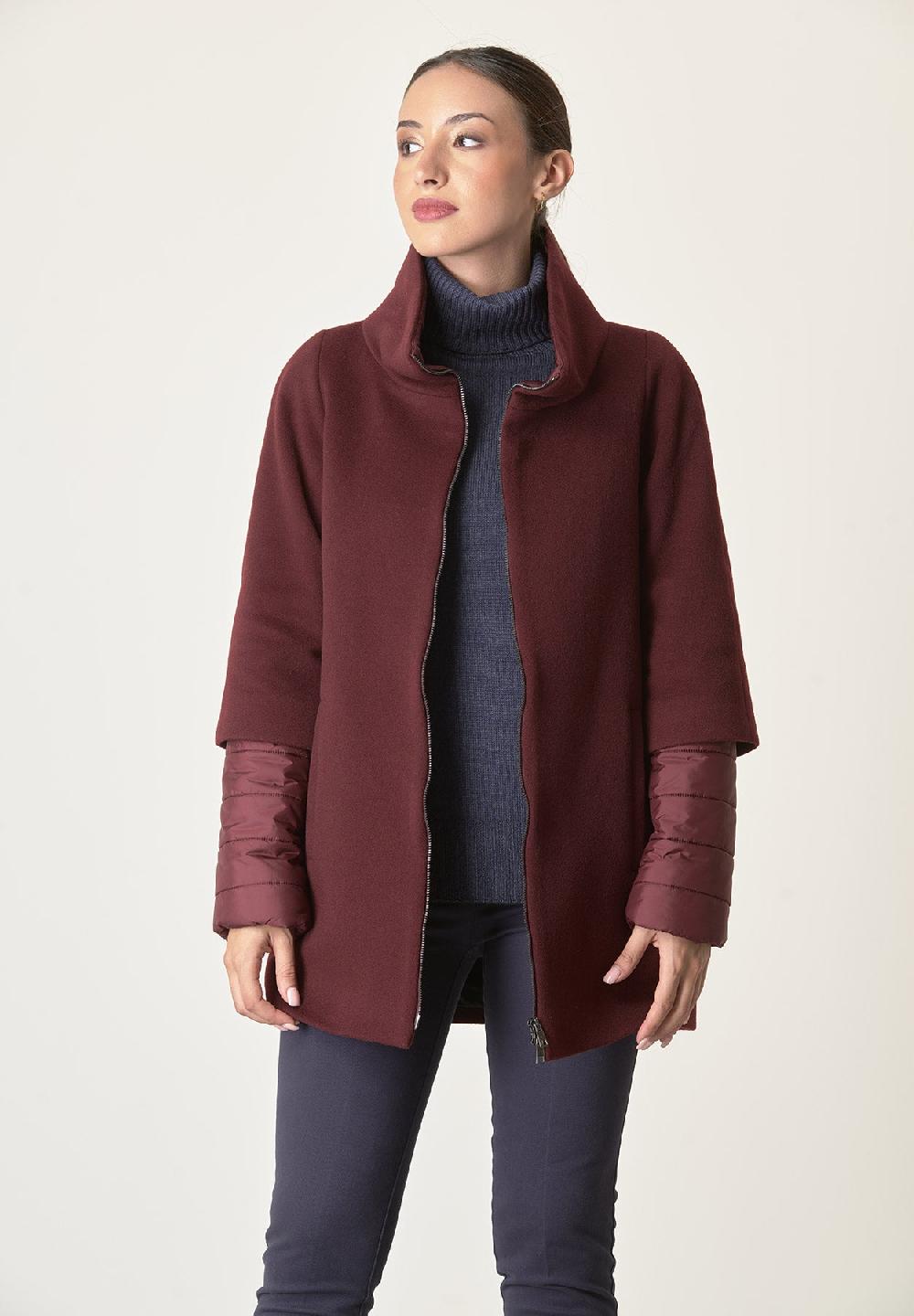Angelico Cappotto bordeaux lana-cashmere doppia manica Sconti questo mese